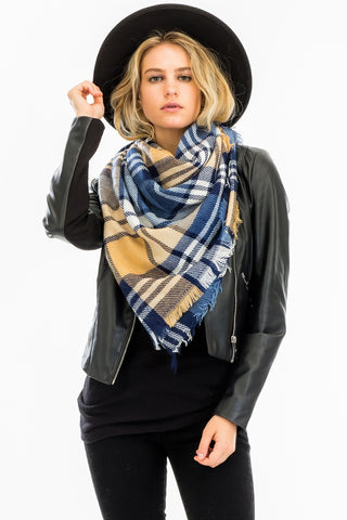 Classic Blanket Scarf Navy and Harvest Yellow