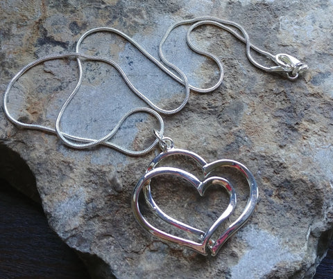 Silver Double Heart with chain